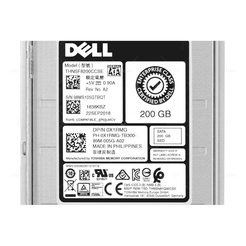 X1RMG G14  DELL SSD 200GB SATA 6G 2.5" SFF SSD FOR DELL POWEREDGE G14 G15